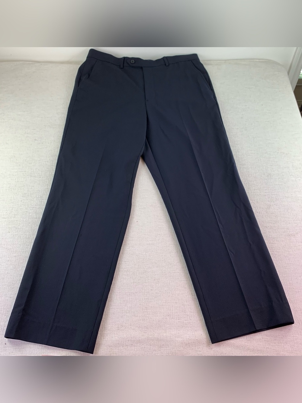 Brooks Brothers x Netjets men's 38 Navy Blue wool blend Dress Pants straight leg